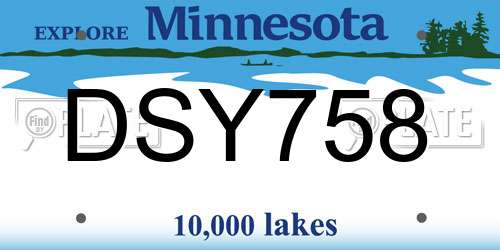 DSY758 Minnesota License Plate