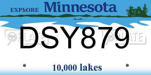 DSY879 Minnesota License Plate