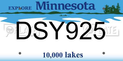 DSY925 Minnesota License Plate