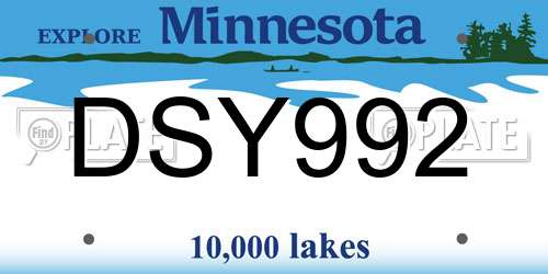 DSY992 Minnesota License Plate