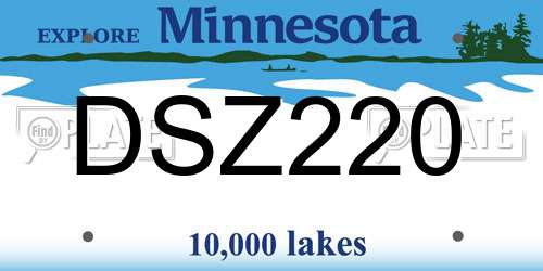 DSZ220 Minnesota License Plate