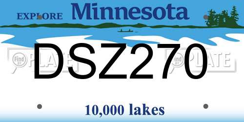DSZ270 Minnesota License Plate
