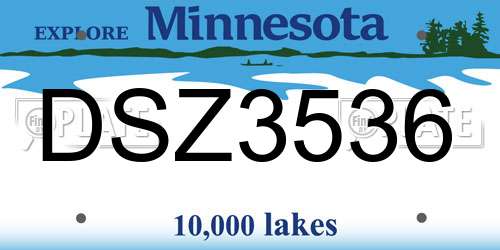 DSZ3536 Minnesota License Plate