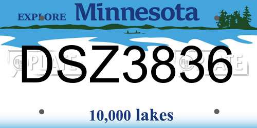 DSZ3836 Minnesota License Plate
