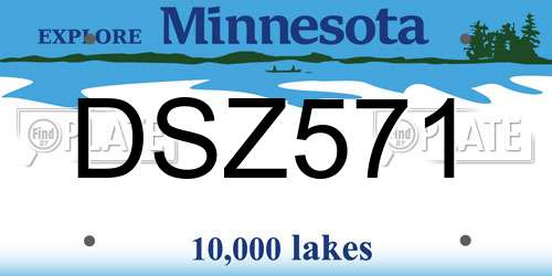 DSZ571 Minnesota License Plate
