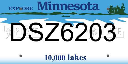DSZ6203 Minnesota License Plate