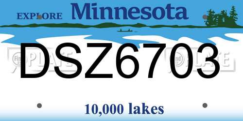 DSZ6703 Minnesota License Plate