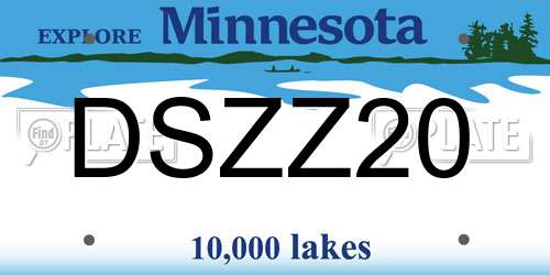 DSZZ20 Minnesota License Plate