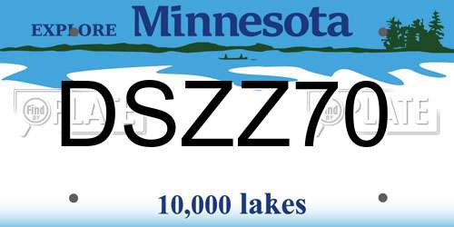 DSZZ70 Minnesota License Plate