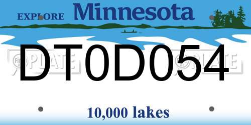 DT0D054 Minnesota License Plate