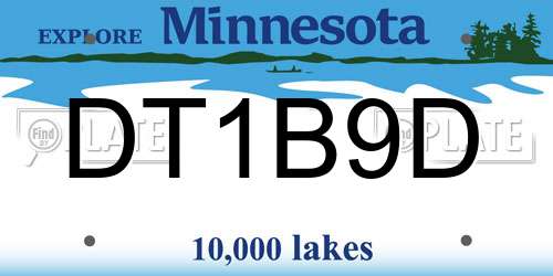 DT1B9D Minnesota License Plate