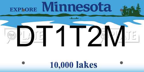 DT1T2M Minnesota License Plate