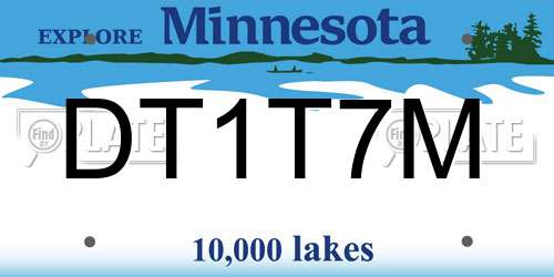 DT1T7M Minnesota License Plate