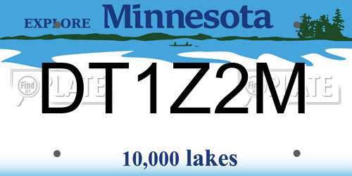DT1Z2M Minnesota License Plate