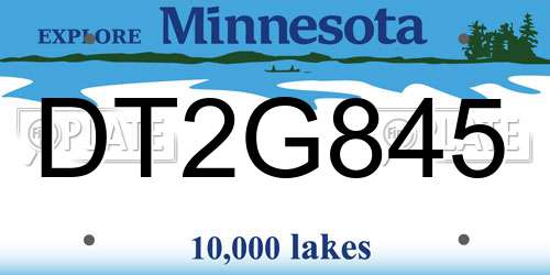 DT2G845 Minnesota License Plate