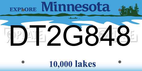 DT2G848 Minnesota License Plate