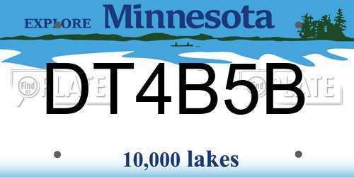 DT4B5B Minnesota License Plate