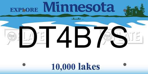 DT4B7S Minnesota License Plate