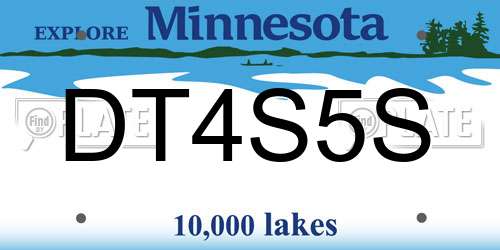 DT4S5S Minnesota License Plate