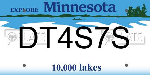 DT4S7S Minnesota License Plate
