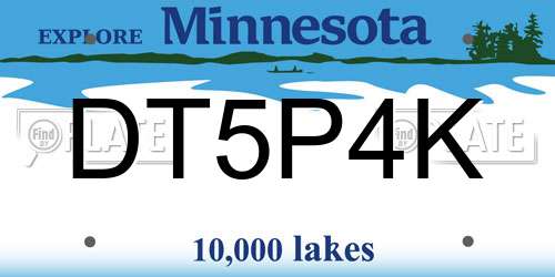 DT5P4K Minnesota License Plate