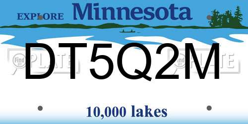 DT5Q2M Minnesota License Plate