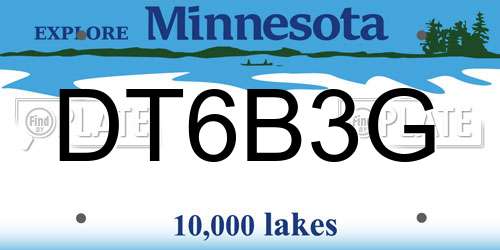DT6B3G Minnesota License Plate