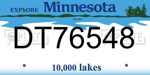DT76548 Minnesota License Plate