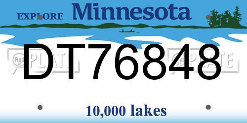 DT76848 Minnesota License Plate