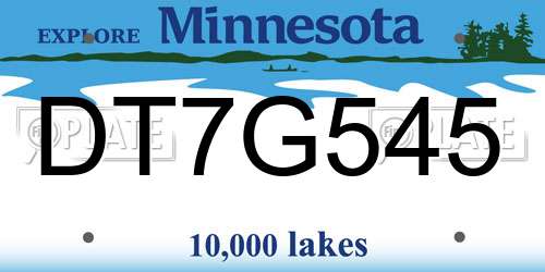 DT7G545 Minnesota License Plate