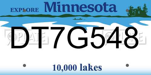DT7G548 Minnesota License Plate
