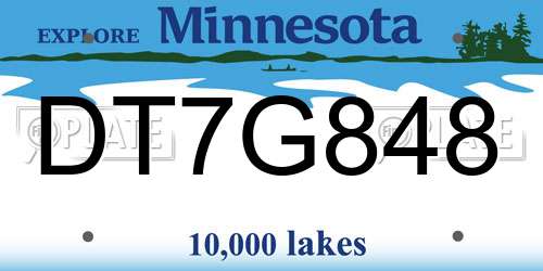 DT7G848 Minnesota License Plate