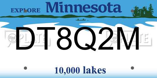 DT8Q2M Minnesota License Plate