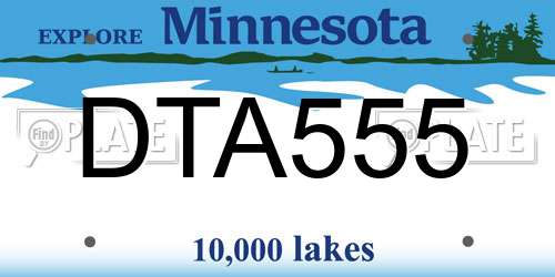 DTA555 Minnesota License Plate