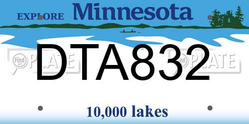 DTA832 Minnesota License Plate