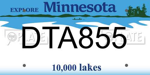 DTA855 Minnesota License Plate