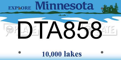 DTA858 Minnesota License Plate