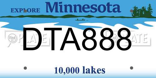 DTA888 Minnesota License Plate