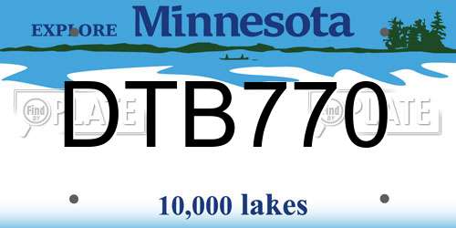 DTB770 Minnesota License Plate