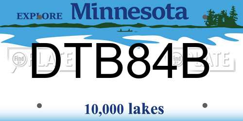 DTB84B Minnesota License Plate