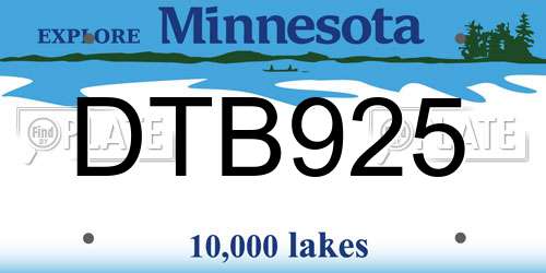 DTB925 Minnesota License Plate