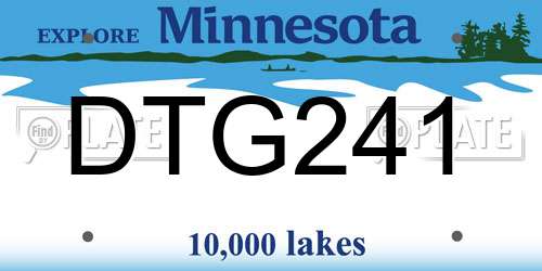 DTG241 Minnesota License Plate