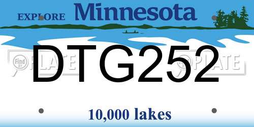 DTG252 Minnesota License Plate