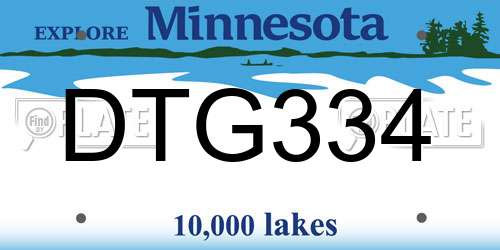 DTG334 Minnesota License Plate