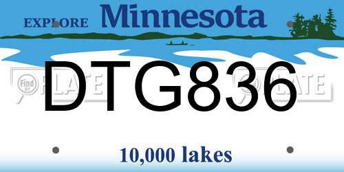DTG836 Minnesota License Plate