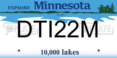 DTI22M Minnesota License Plate
