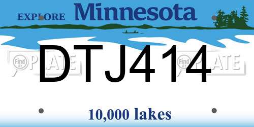 DTJ414 Minnesota License Plate