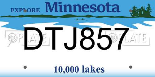 DTJ857 Minnesota License Plate