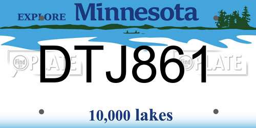DTJ861 Minnesota License Plate