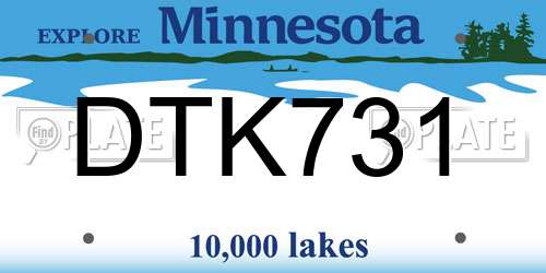DTK731 Minnesota License Plate
